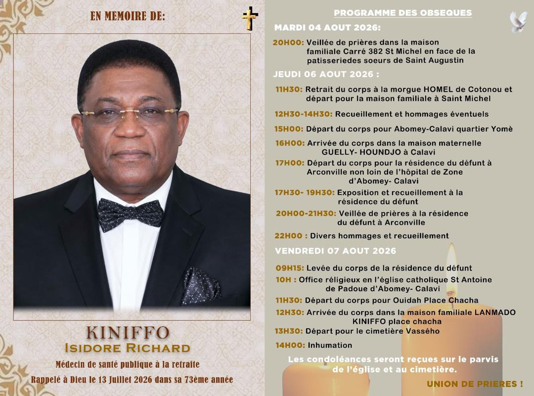 Programme des obsèques